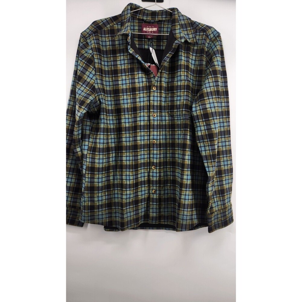 Alesbury Mens Multicolor‎ Large Mountain Knit Flannel Shirt Long Sleeve NWT